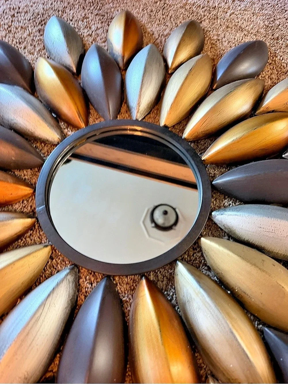 Sunburst Wall Mirror in Black & Gold